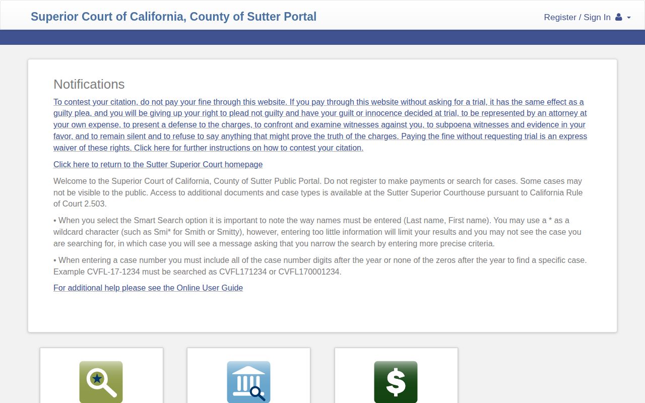 Sutter County booking case search portal
