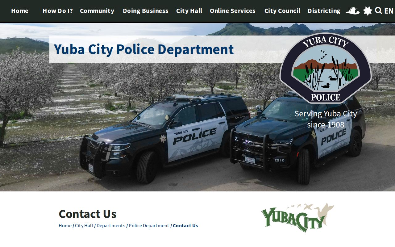 Sutter County Yuba City Police arrest and records contact page